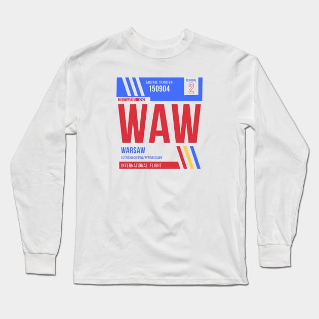 Warsaw (WAW) Airport Code Baggage Tag Long Sleeve T-Shirt by SLAG_Creative